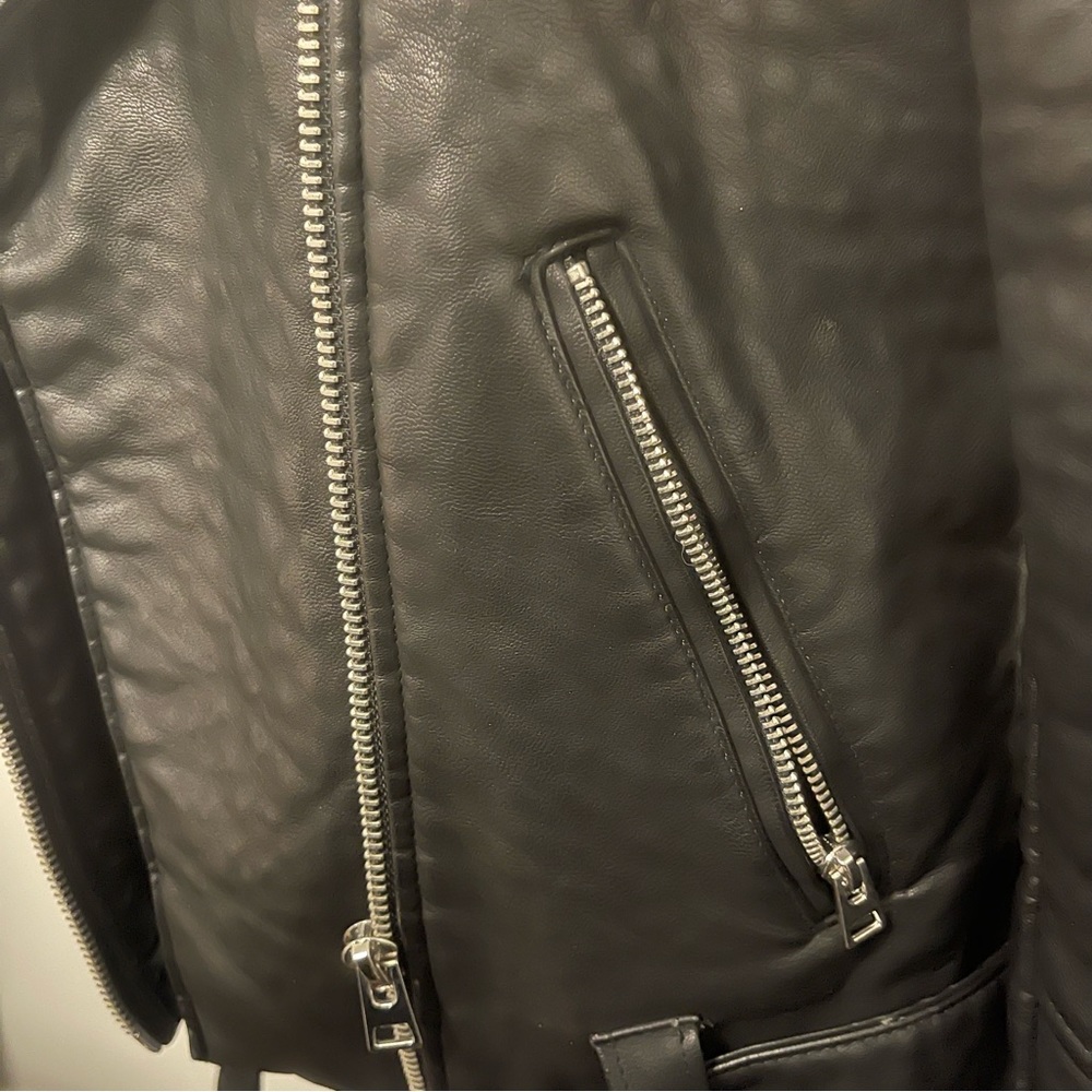 Topshop | shearling faux leather moto jacket - Picture 4 of 12
